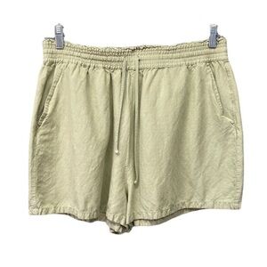Blanknyc Green Linen Blend Drawstring Elastic Waist Shorts Sz XL